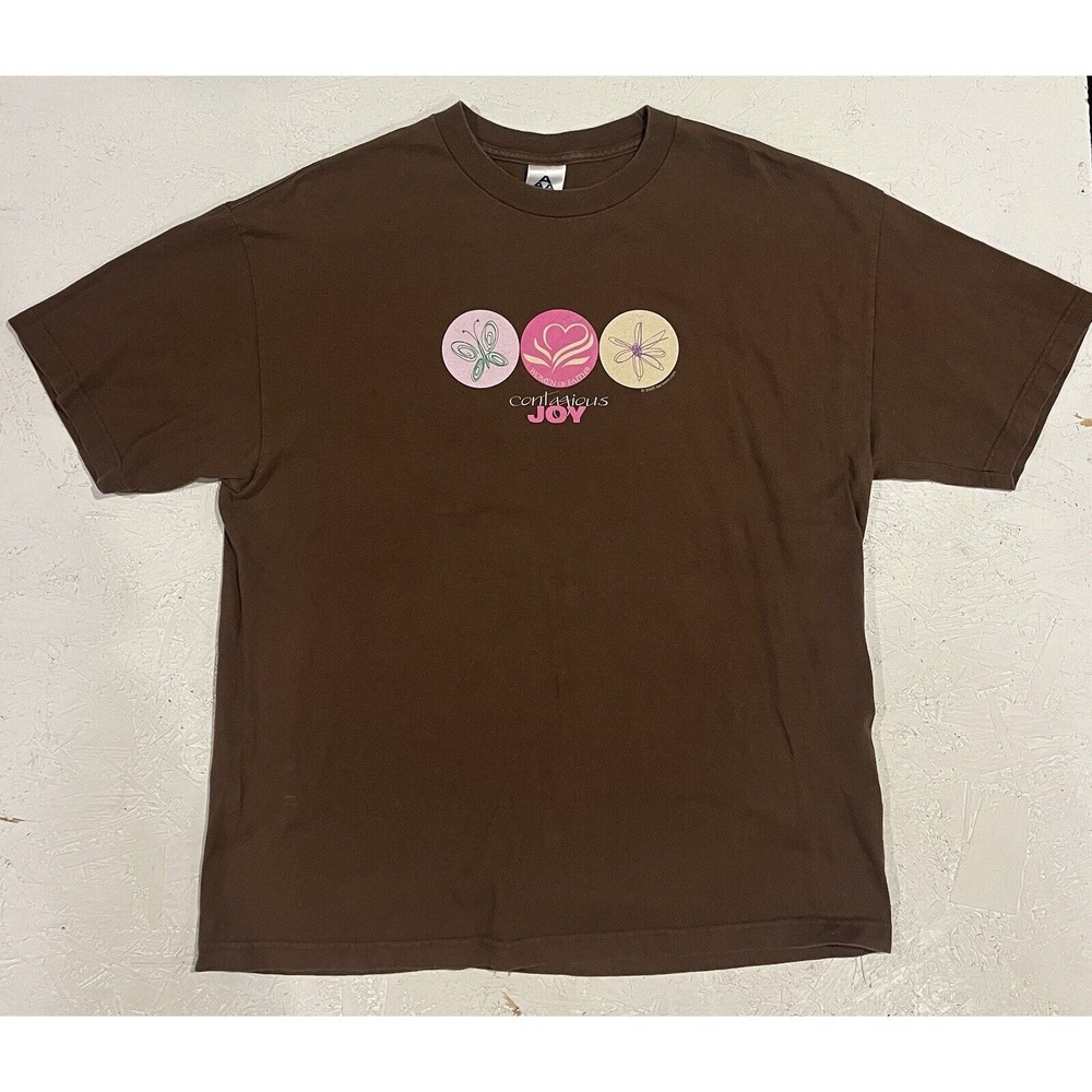 Vintage Y2K Contagious Joy Women Of Faith‎ Shirt Adult Size XL Brown Jesus